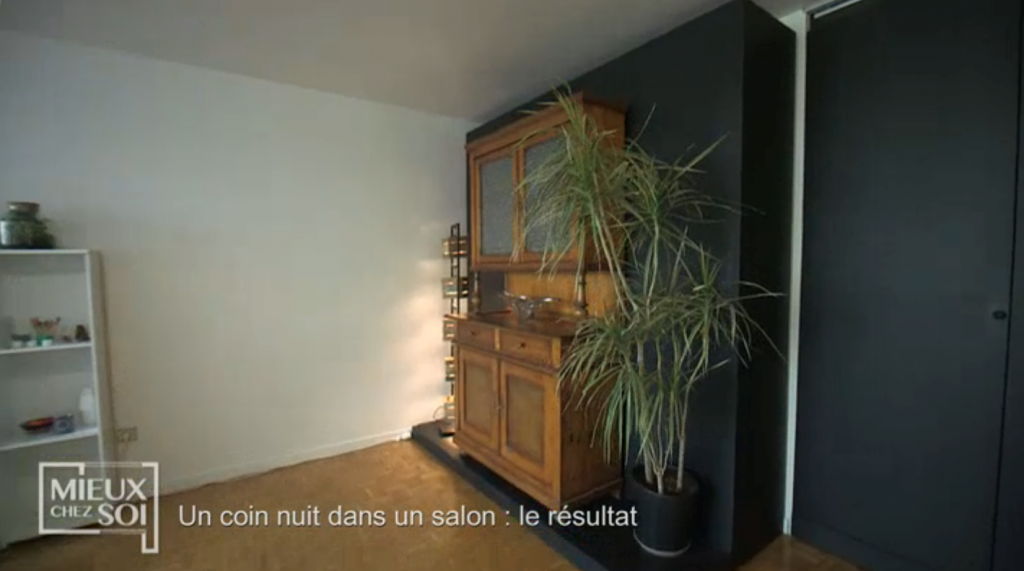 Cloison amovible/lit «Mieux chez soi» 2 juillet 2019 vue de profil de la cloison fermée